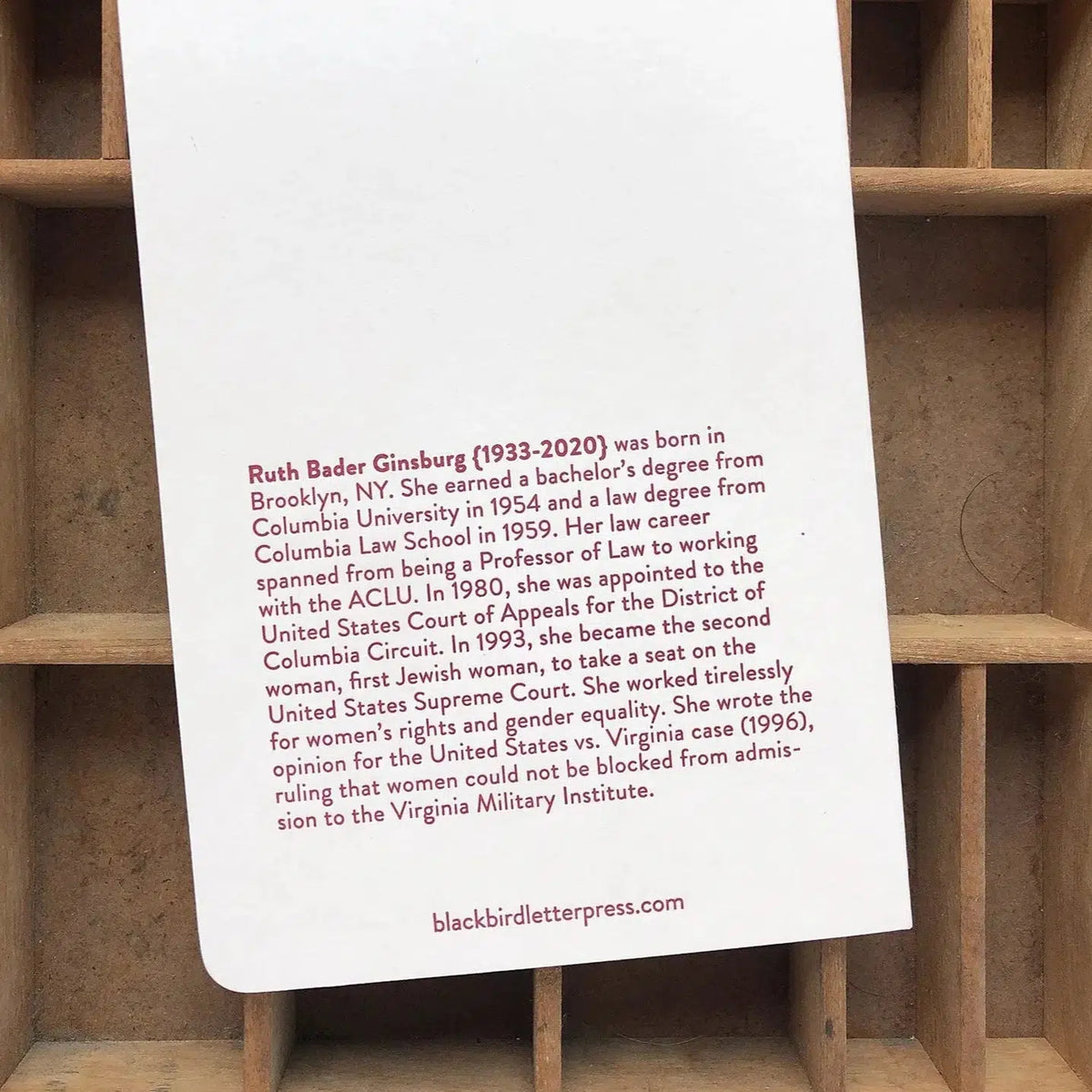 Blackbird Letterpress-Ruth Bader Ginsburg Letterpress Journal-book-gather here online