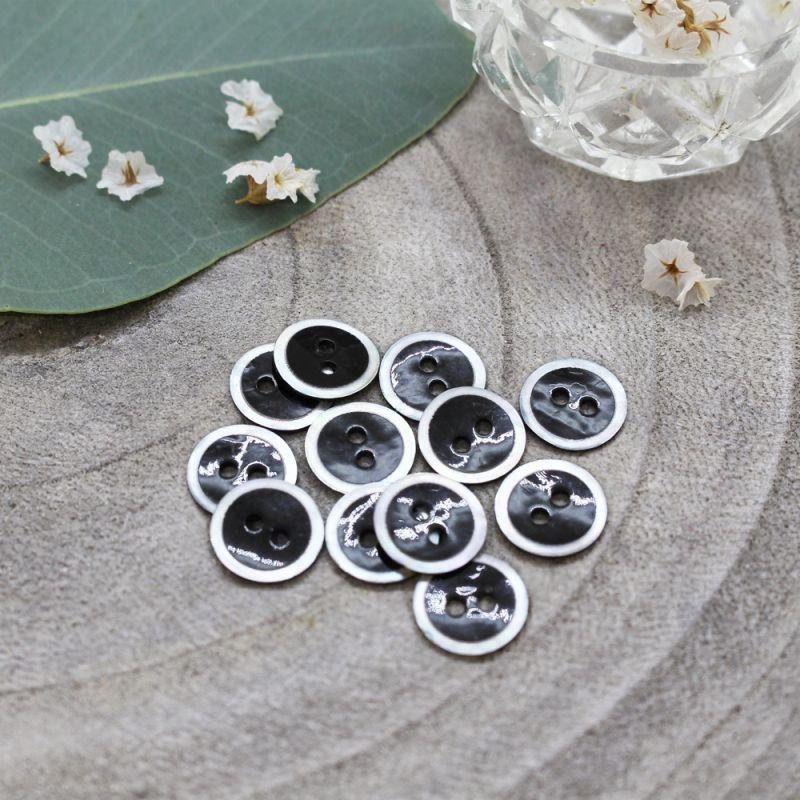 Atelier Brunette - 10mm Halo Button (each) - 12 Black - gatherhereonline.sbs