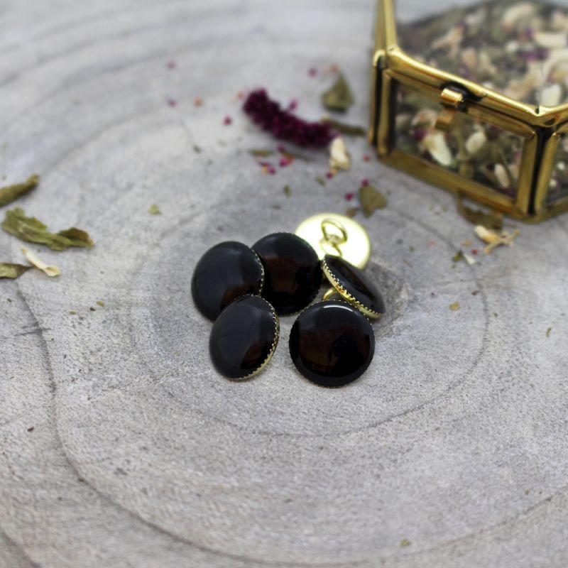 Atelier Brunette - 12mm Gem Button (each) - Black - gatherhereonline.sbs