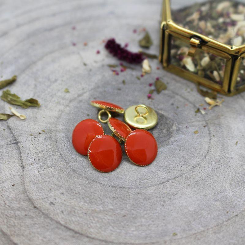 Atelier Brunette - 12mm Gem Button (each) - Tangerine - gatherhereonline.sbs