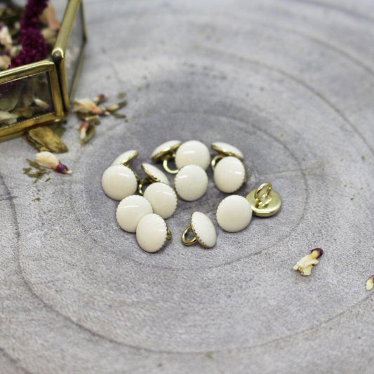 Atelier Brunette - 9mm Gem Buttons (each) - 01 Off White - gatherhereonline.sbs