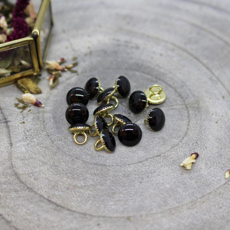 Atelier Brunette - 9mm Gem Buttons (each) - 12 Black - gatherhereonline.sbs