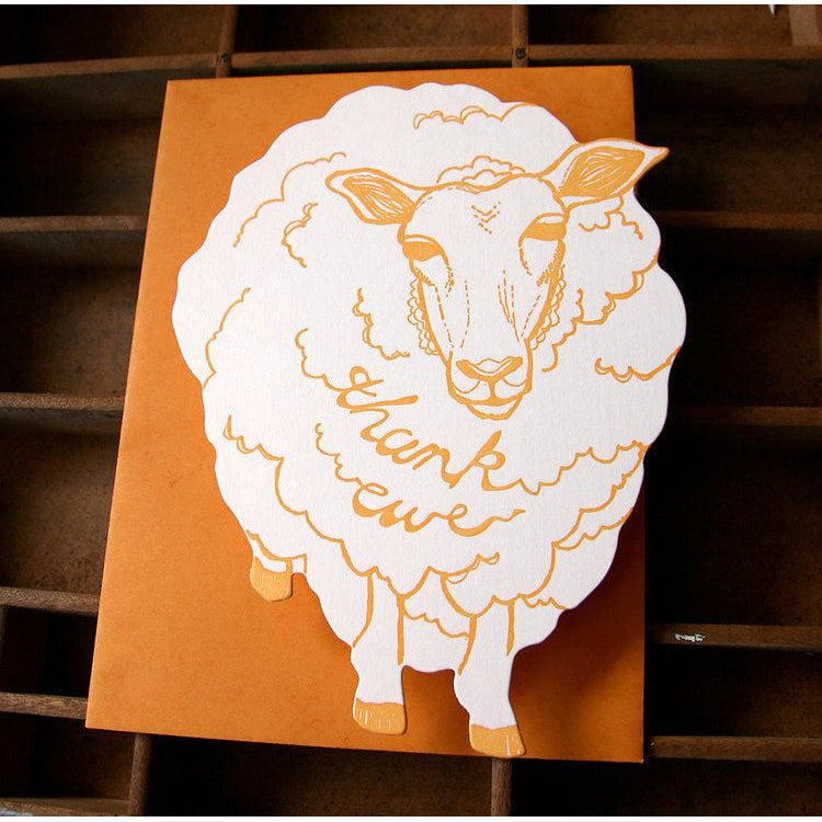 Blackbird Letterpress-Thank Ewe Letterpress Card-greeting card-gather here online