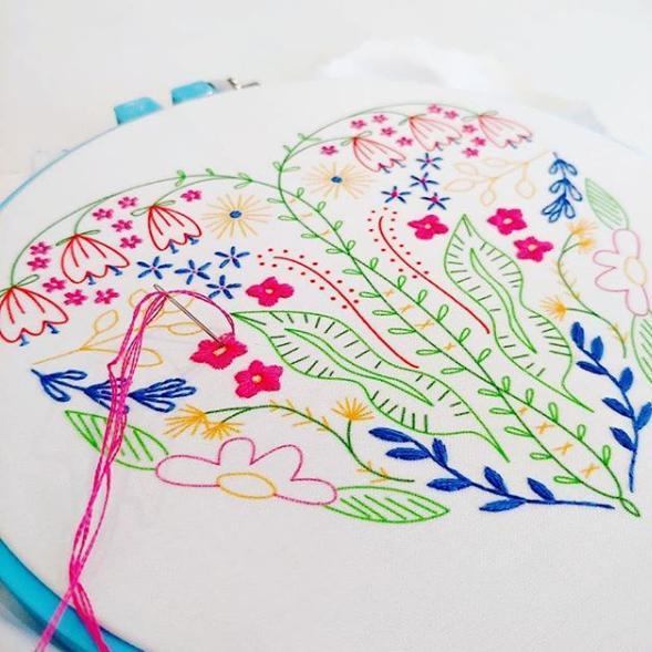 CozyBlue - Full Heart embroidery kit - Default - gatherhereonline.sbs