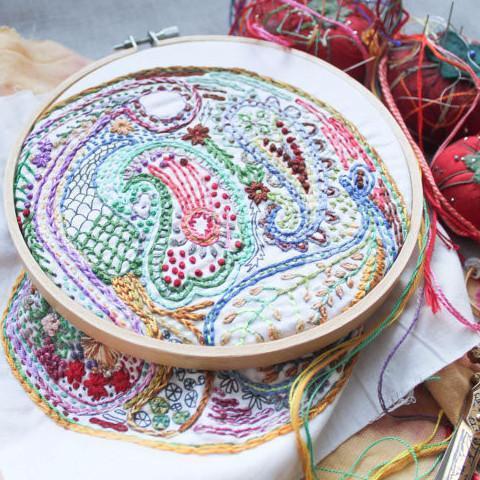 Dropcloth - Paisley Embroidery Sampler - Default - gatherhereonline.sbs