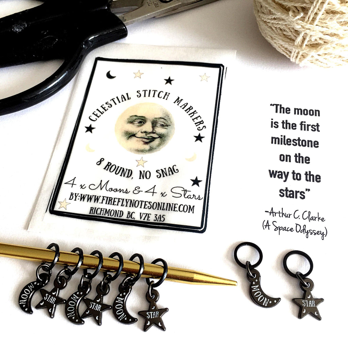 Firefly Notes-Celestial Stitch Markers-knitting notion-gather here online