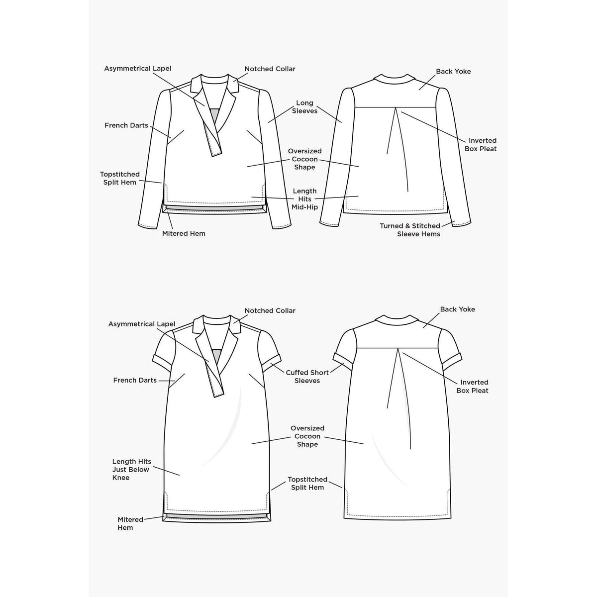 Grainline Studio-Augusta Shirt and Dress-sewing pattern-gather here online