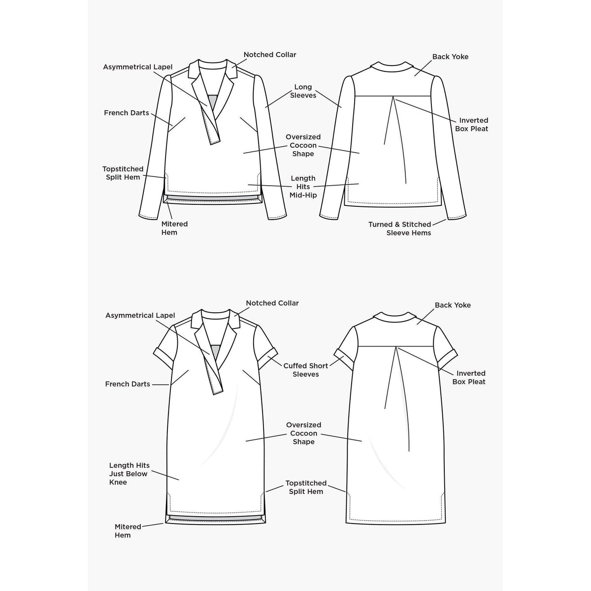 Grainline Studio-Augusta Shirt and Dress-sewing pattern-gather here online