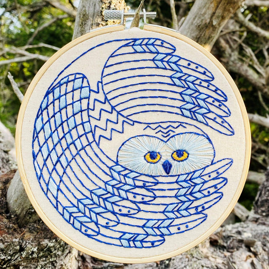 Hook, Line & Tinker-Snowy Owl Embroidery Kit-embroidery kit-gather here online