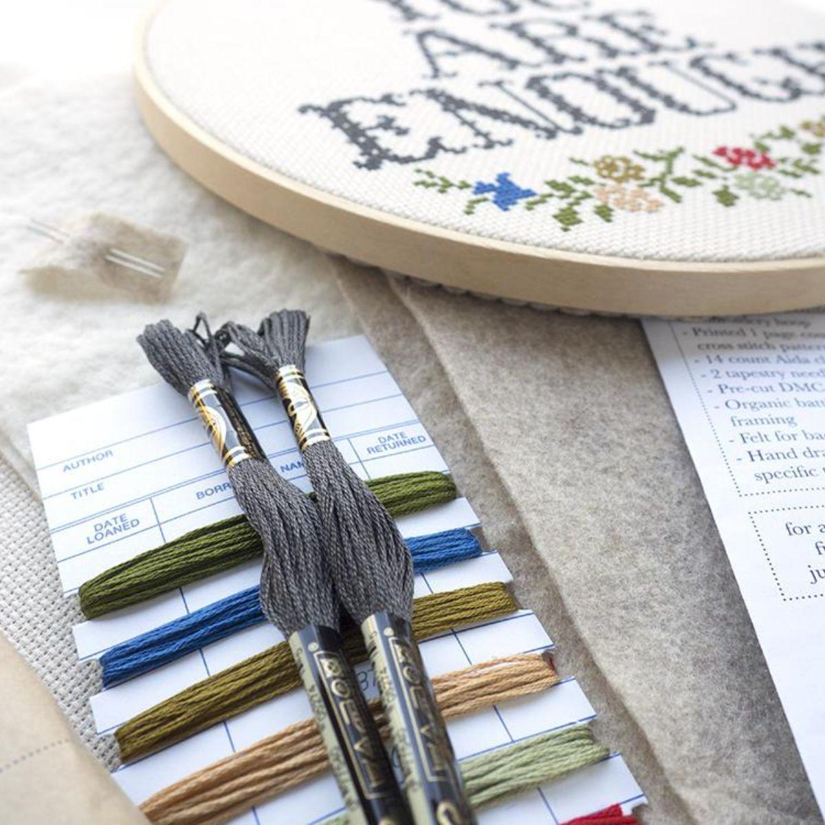 Junebug and Darlin-You Are Enough, 10” Cross Stitch Kit-embroidery/xstitch kit-gather here online
