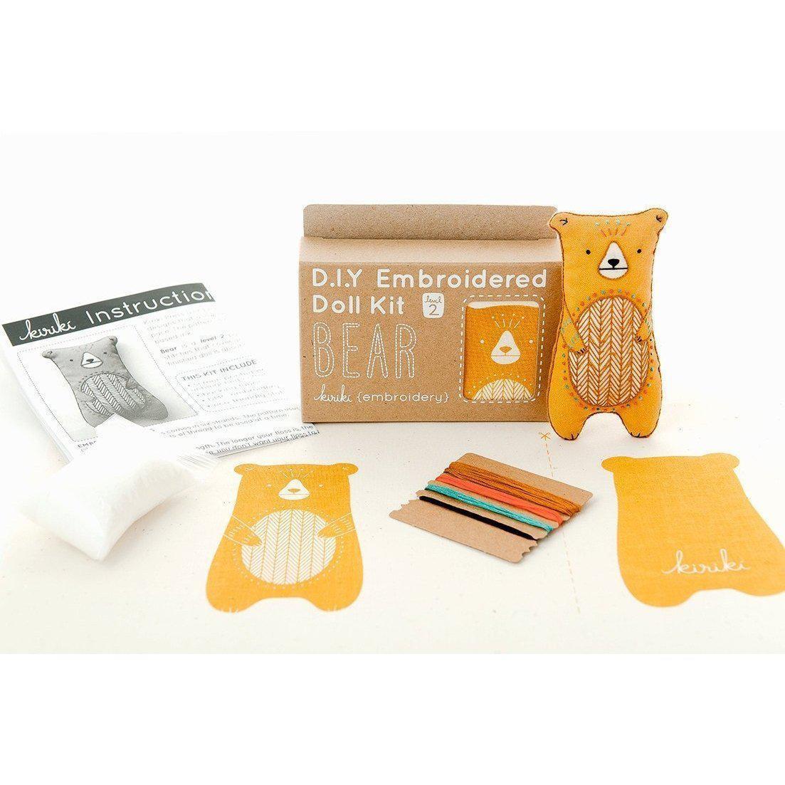 Kiriki Press - Bear DIY Embroidery Kit - Default - gatherhereonline.sbs