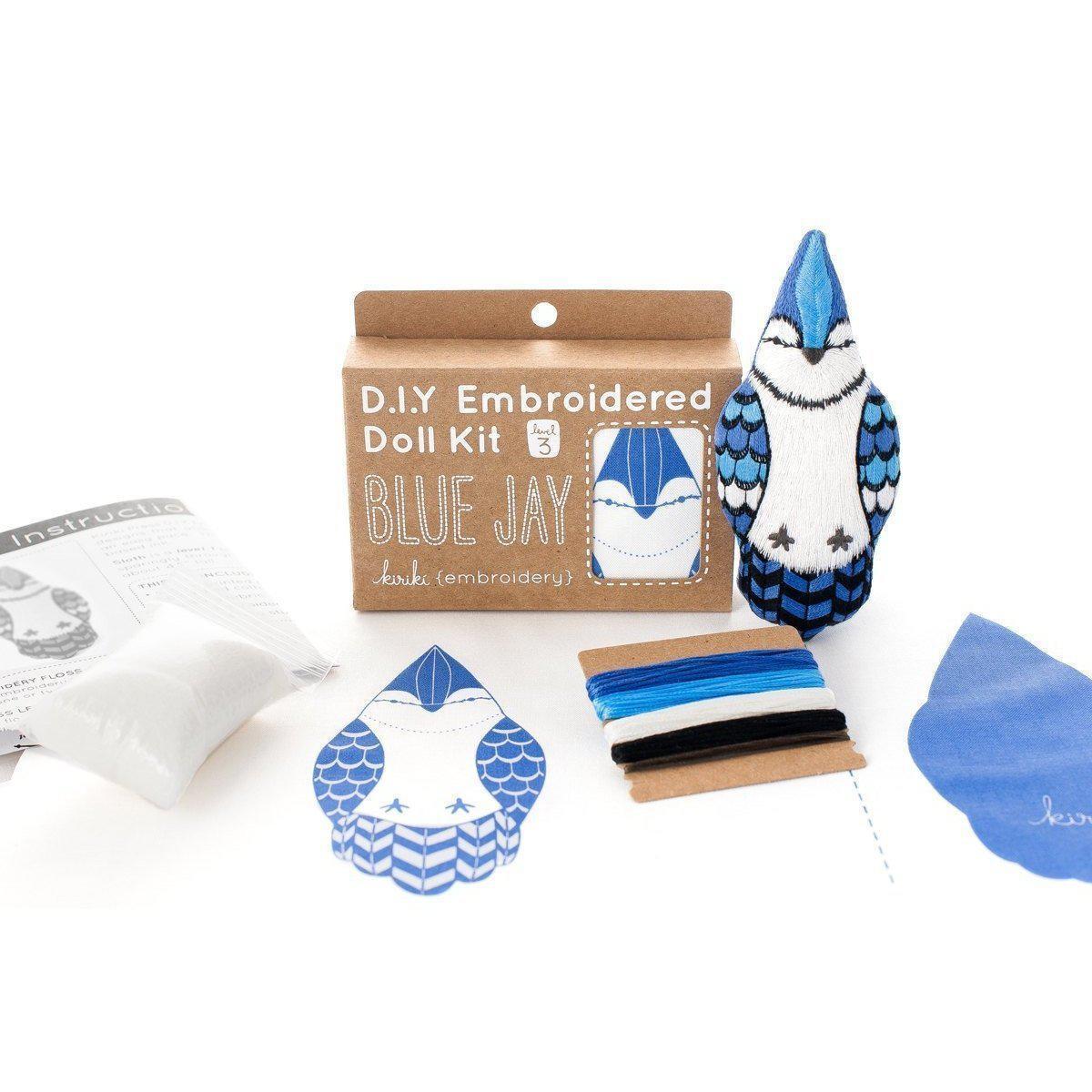 Kiriki Press - Blue Jay DIY Embroidery Kit - Default - gatherhereonline.sbs