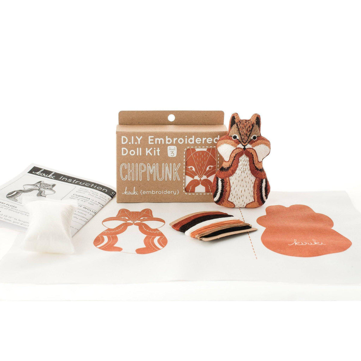 Kiriki Press - Chipmunk DIY Embroidery Kit - Default - gatherhereonline.sbs