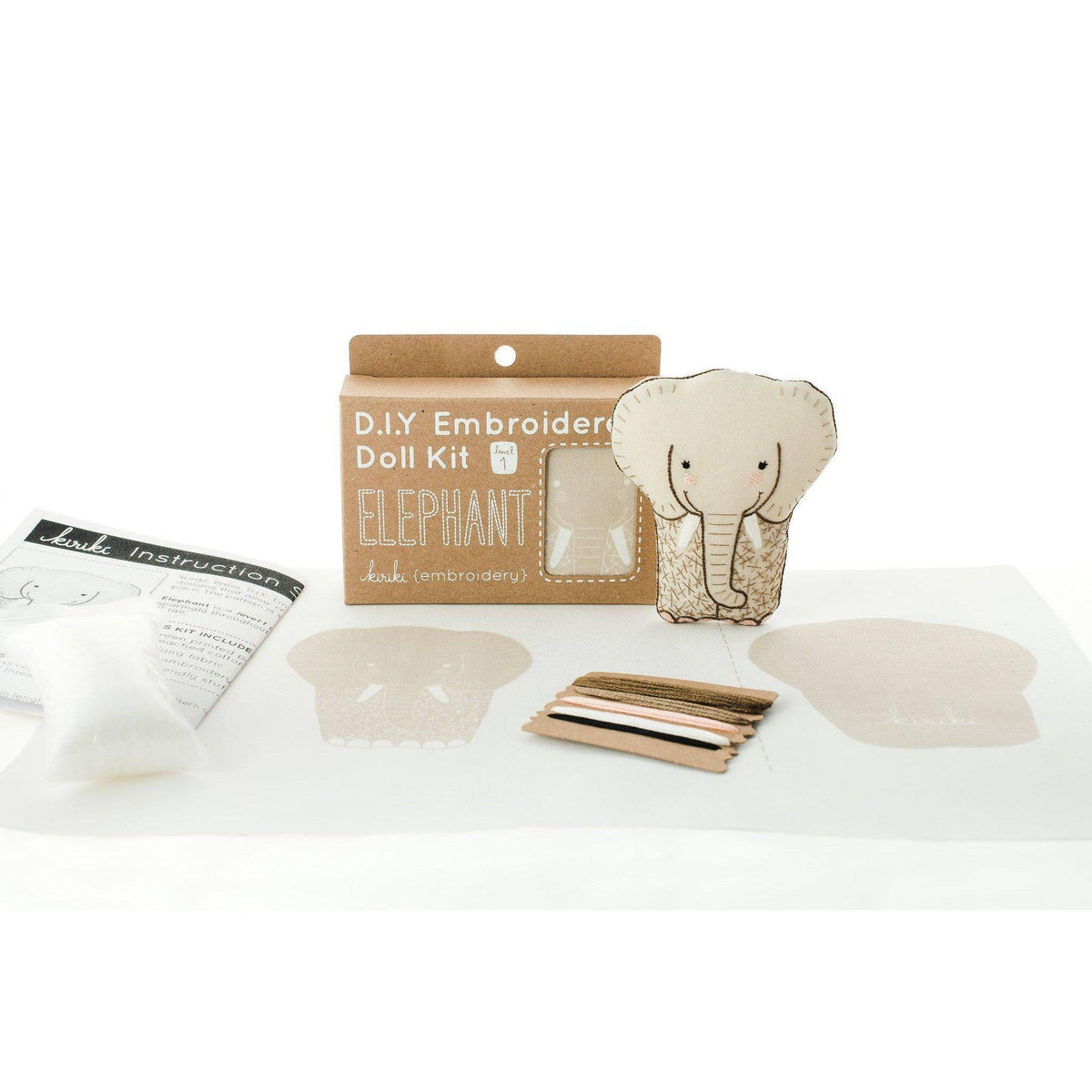 Kiriki Press - Elephant DIY Embroidery Kit - Default - gatherhereonline.sbs