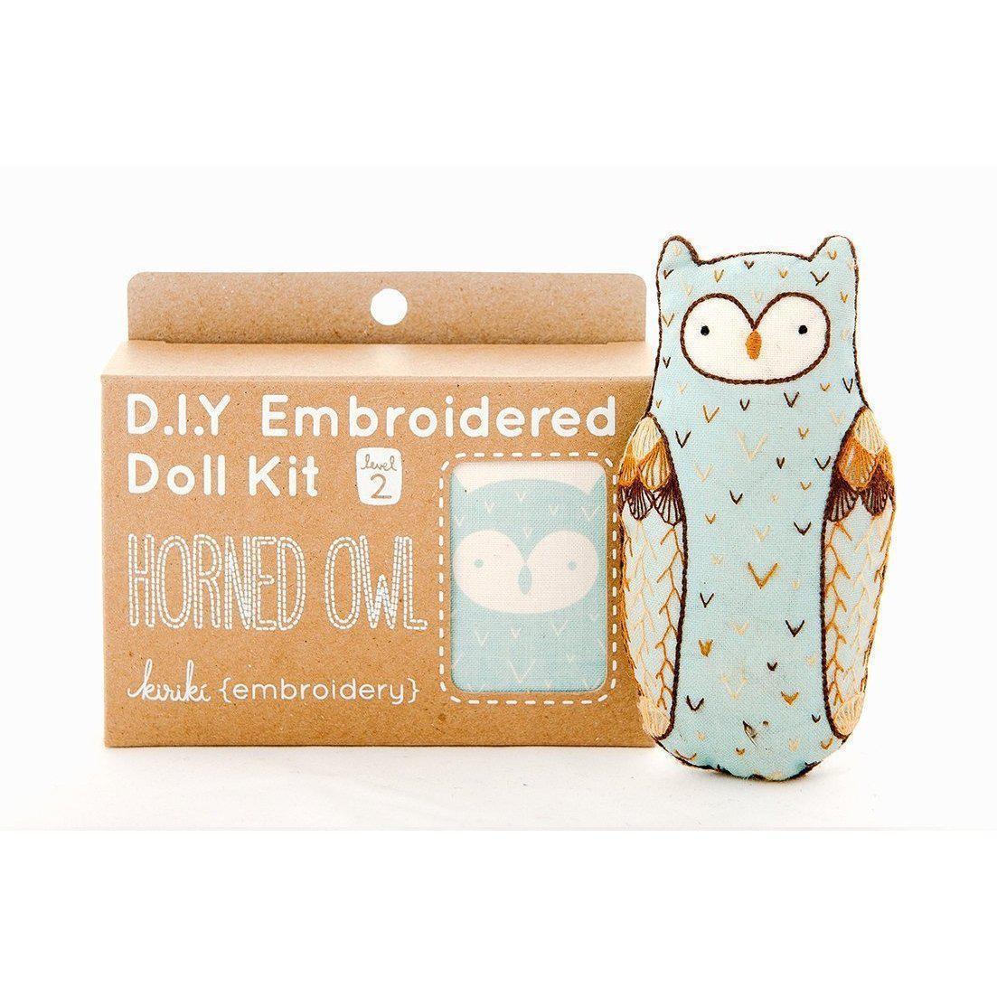 Kiriki Press - Horned Owl DIY Embroidery Kit - Default - gatherhereonline.sbs