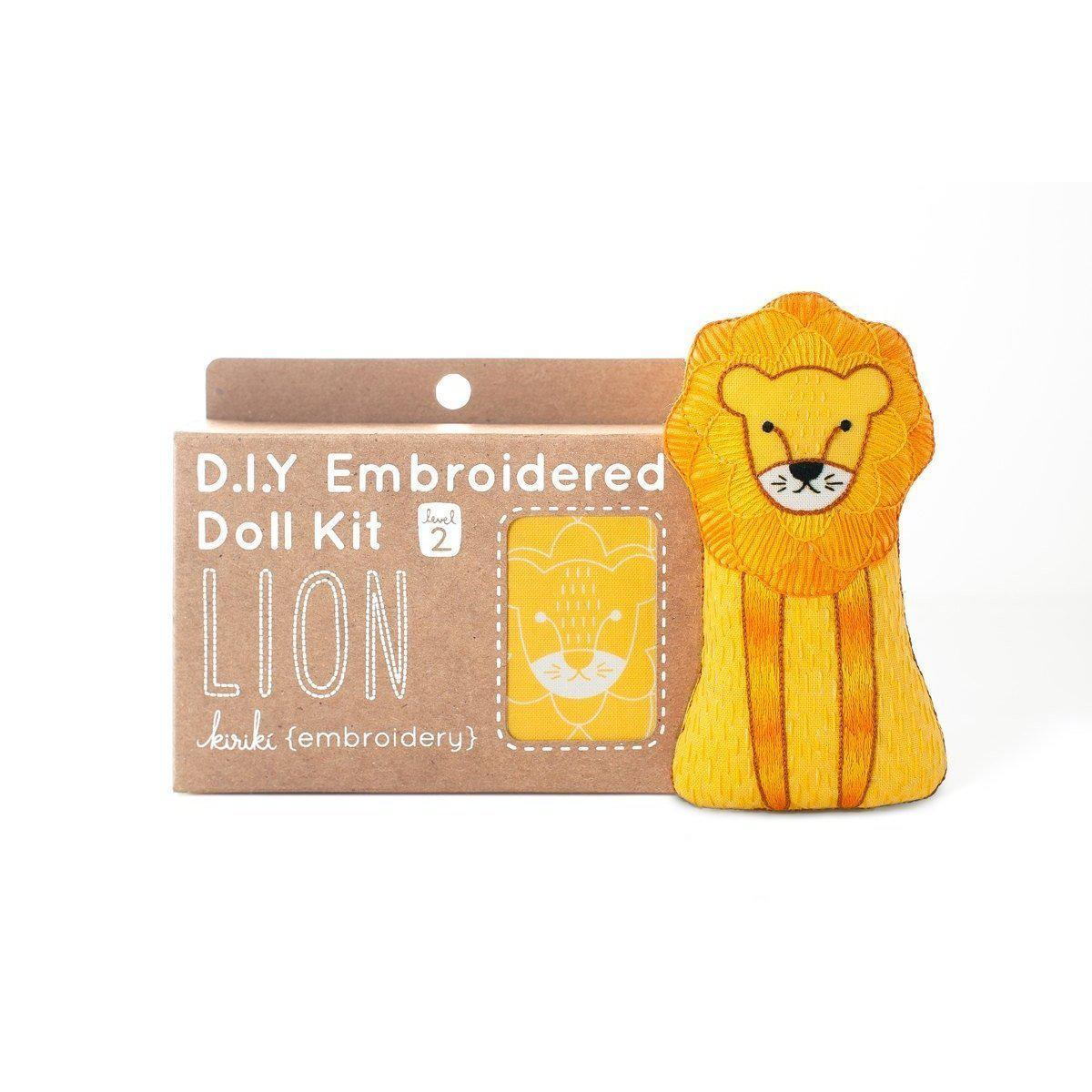 Kiriki Press - Lion DIY Embroidery Kit - Default - gatherhereonline.sbs