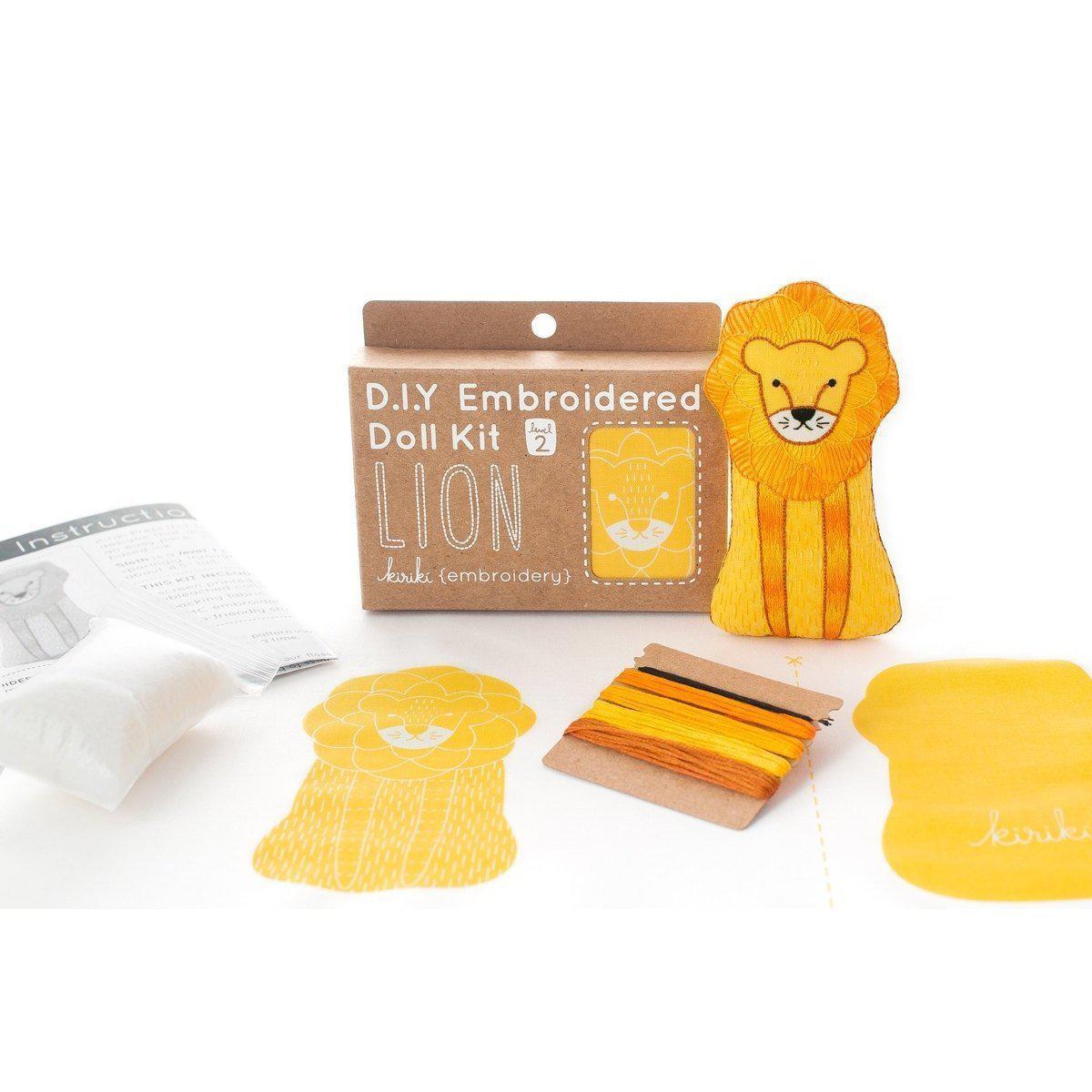 Kiriki Press - Lion DIY Embroidery Kit - Default - gatherhereonline.sbs