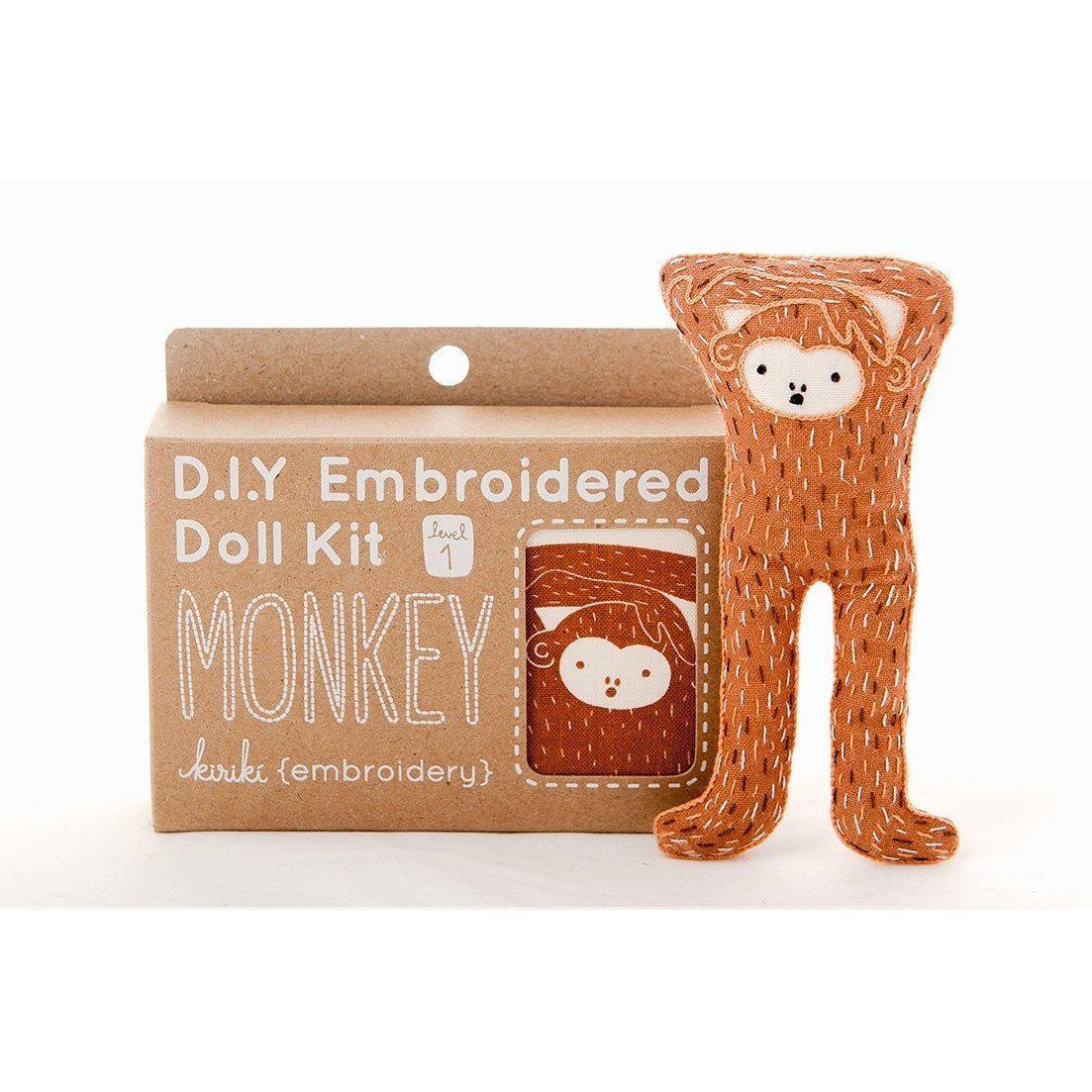Kiriki Press - Monkey DIY Embroidery Kit - Default - gatherhereonline.sbs