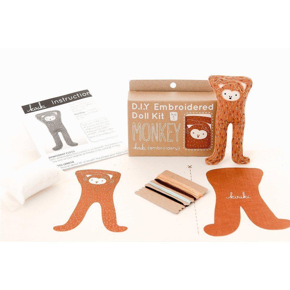 Kiriki Press - Monkey DIY Embroidery Kit - Default - gatherhereonline.sbs