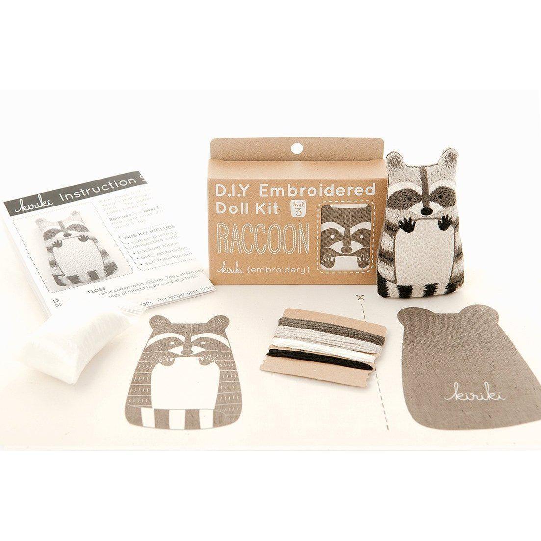 Kiriki Press - Raccoon DIY Embroidery Kit - Default - gatherhereonline.sbs