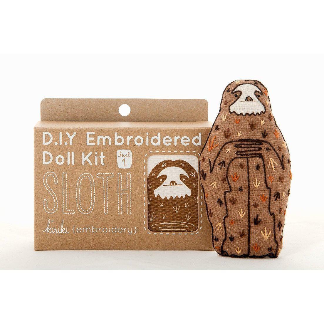Kiriki Press - Sloth DIY Embroidery Kit - Default - gatherhereonline.sbs