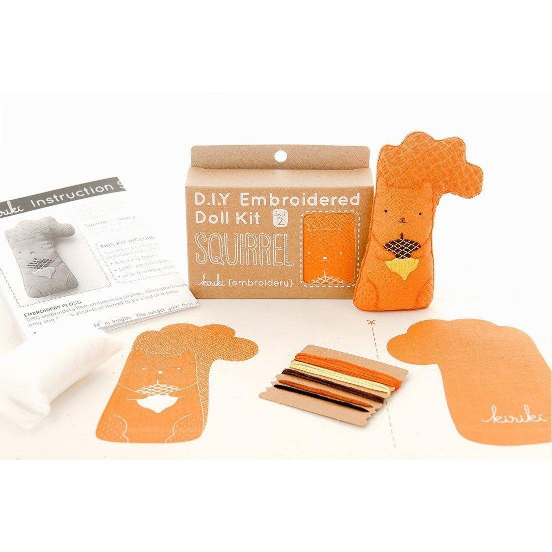 Kiriki Press - Squirrel DIY Embroidery Kit - Default - gatherhereonline.sbs
