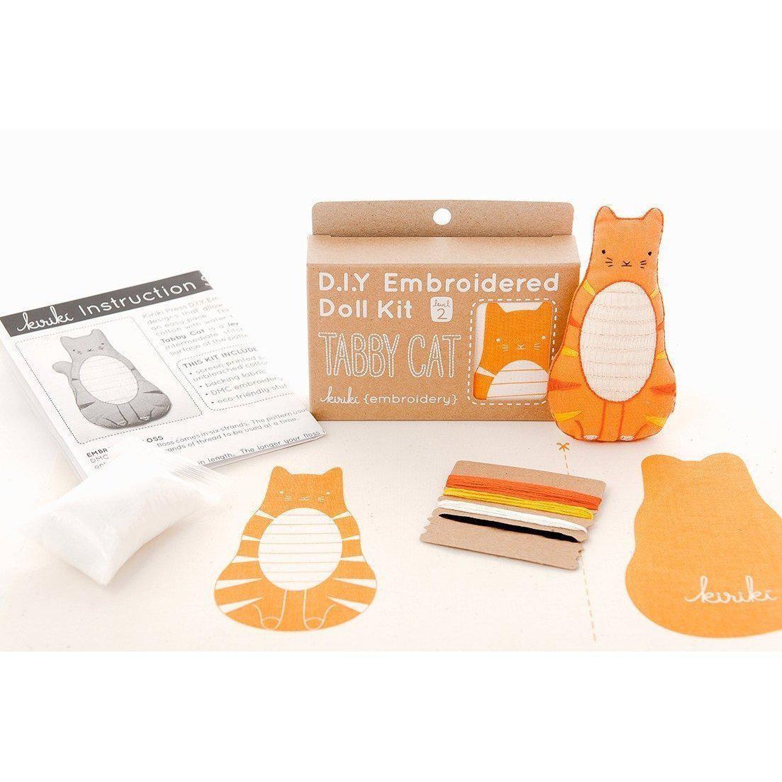 Kiriki Press - Tabby Cat DIY Embroidery Kit - Default - gatherhereonline.sbs