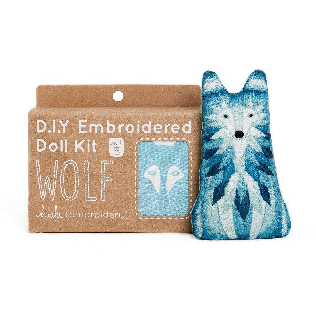 Kiriki Press - Wolf DIY Embroidery Kit - Default - gatherhereonline.sbs