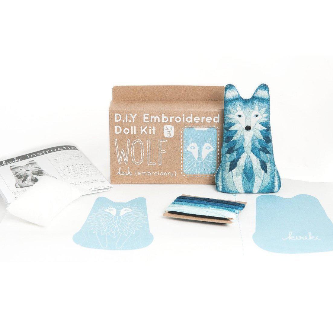 Kiriki Press - Wolf DIY Embroidery Kit - Default - gatherhereonline.sbs