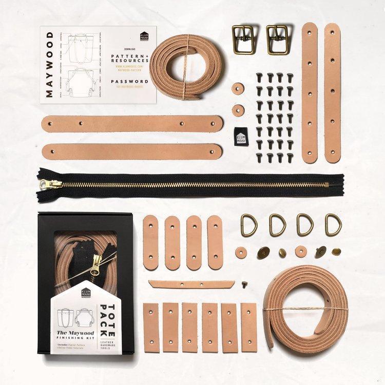 Klum House Workshop-Maywood Finishing Kit - Black Leather & Brass Hardware-sewing notion-gather here online