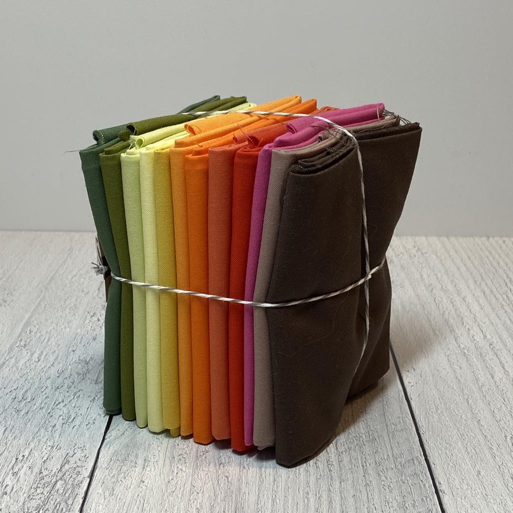 Kona - Fat Quarter Bundle of Kona Solids (12 Pieces) - summer ombre - gatherhereonline.sbs