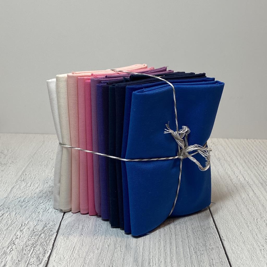 Kona - Fat Quarter Bundle of Kona Solids (12 Pieces) - tranquil ombre - gatherhereonline.sbs