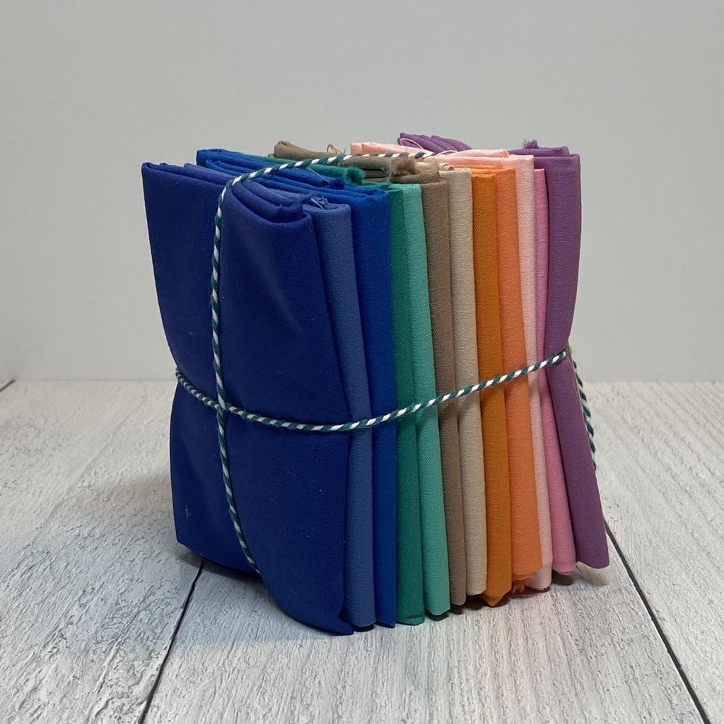 Kona - Fat Quarter Bundle of Kona Solids (12 Pieces) - tropical ombre - gatherhereonline.sbs