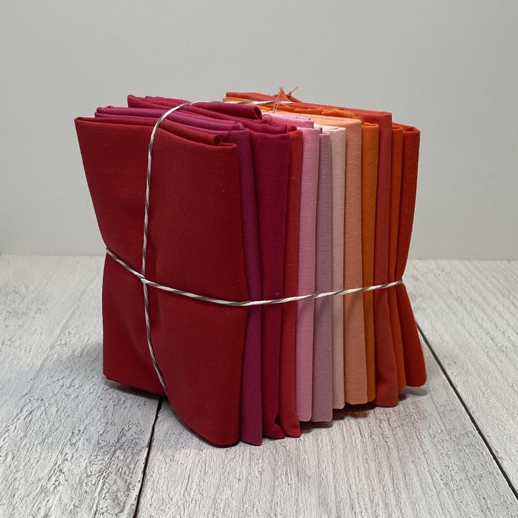 Kona - Fat Quarter Bundle of Kona Solids (12 Pieces) - warm ombre - gatherhereonline.sbs