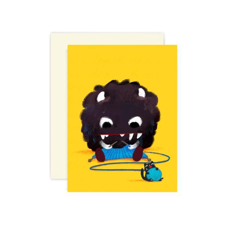 Little Red House - Monster with Meow Knitting Card - Default - gatherhereonline.sbs