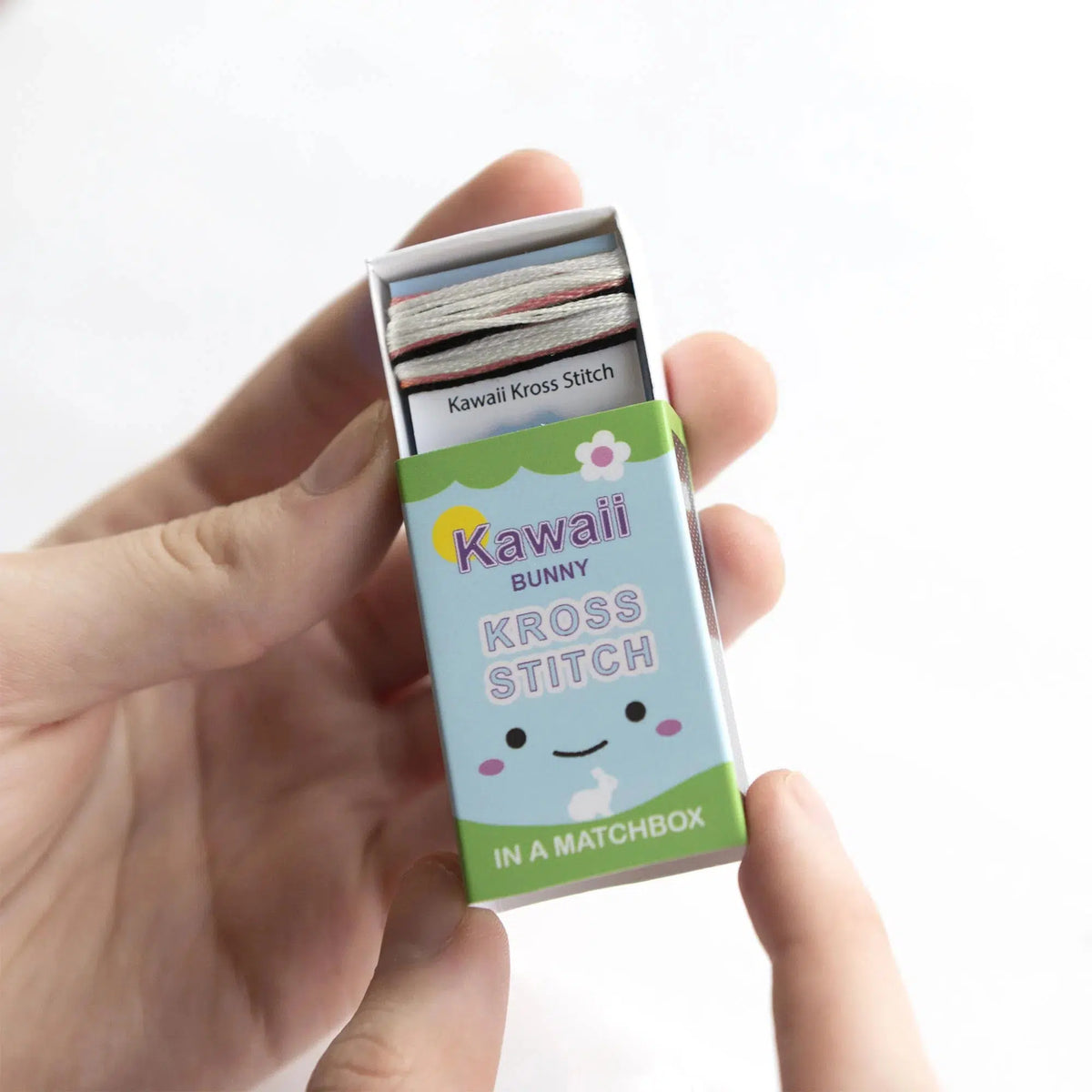 Marvling Bros-Kawaii Bunny Mini Cross Stitch Kit in a Matchbox-xstitch kit-gather here online