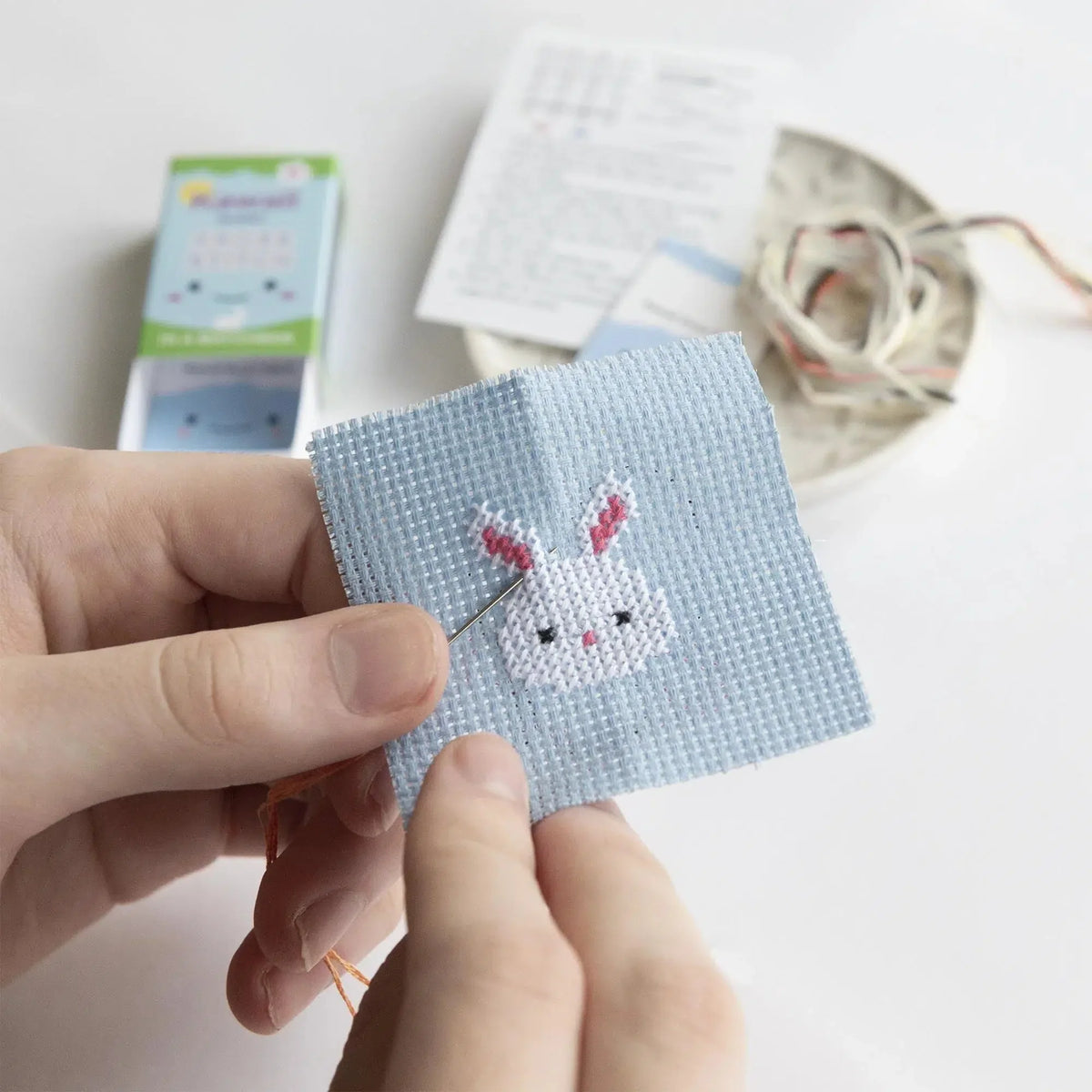 gather here classes-Intro to Cross Stitch - Matchbox Bunny Kit-class-gather here online