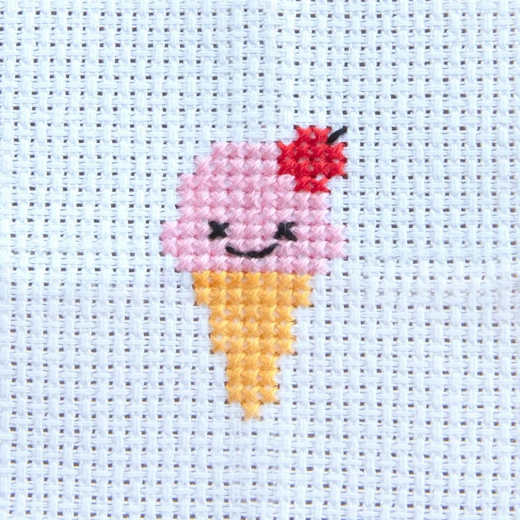 Marvling Bros-Kawaii Ice Cream Mini Cross Stitch Kit in a Matchbox-xstitch kit-gather here online