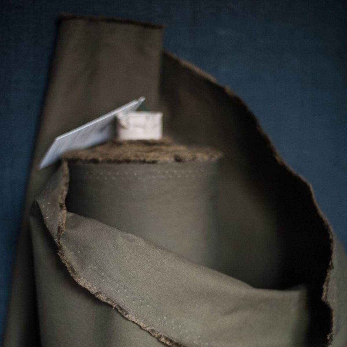 Merchant & Mills-Organic Dry Oilskin Khaki-fabric-gather here online