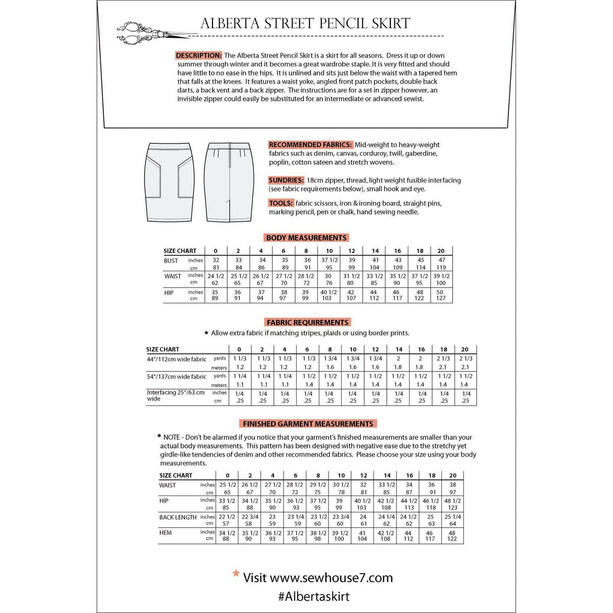 Sew House Seven-Alberta Street Pencil Skirt Pattern-sewing pattern-gather here online