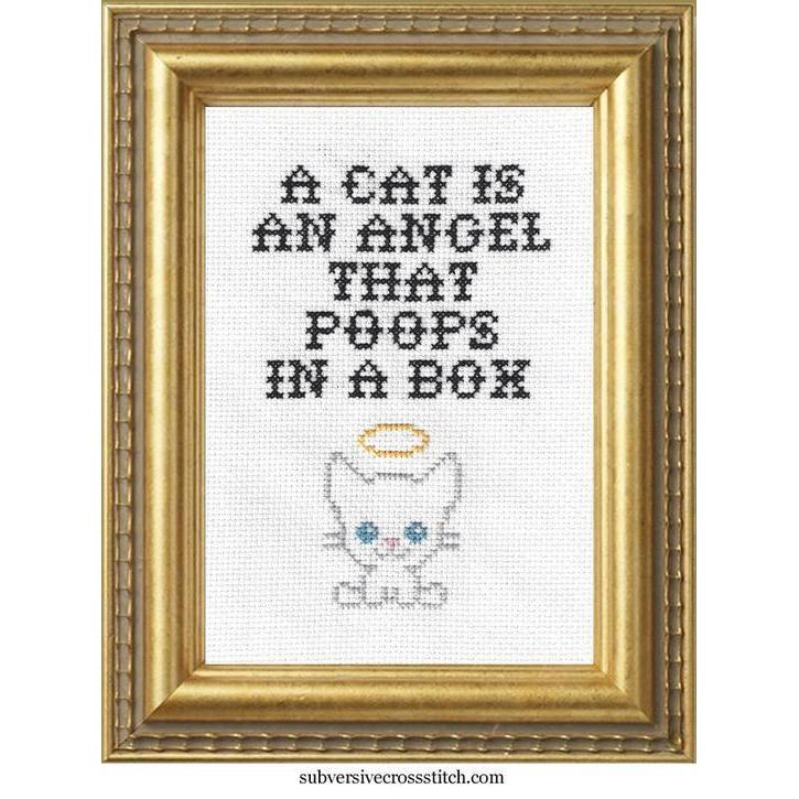 Subversive Cross Stitch-A Cat is an Angel Deluxe Cross Stitch Kit-xstitch kit-gather here online