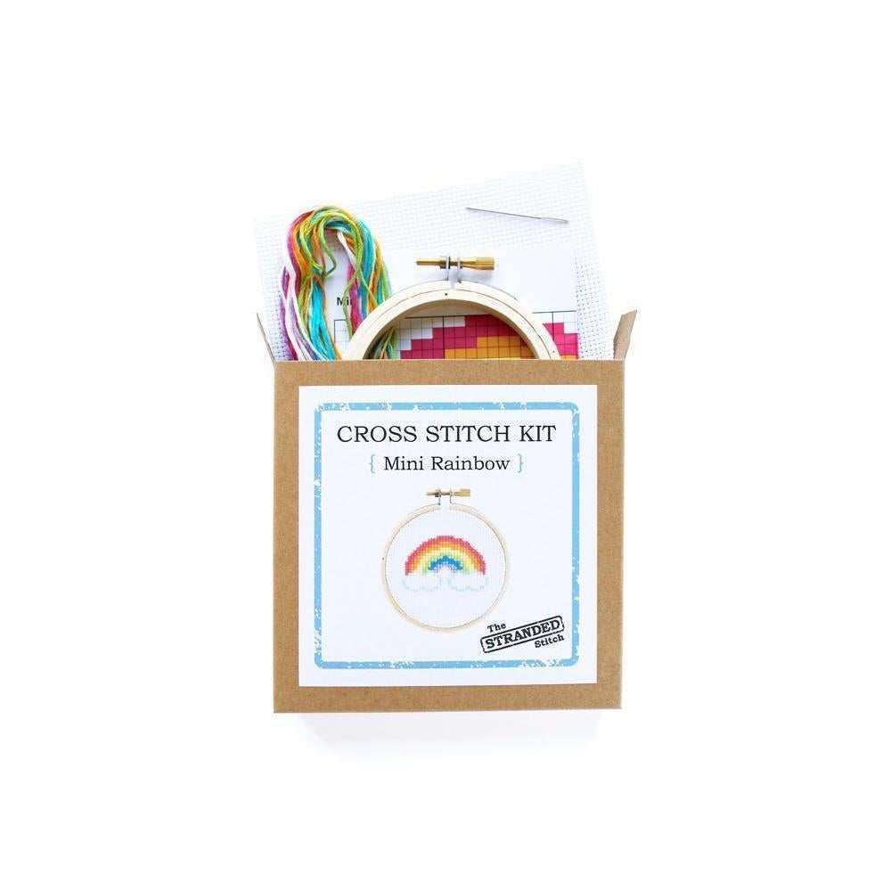 The Stranded Stitch - Mini Rainbow DIY Cross Stitch Kit - Default - gatherhereonline.sbs