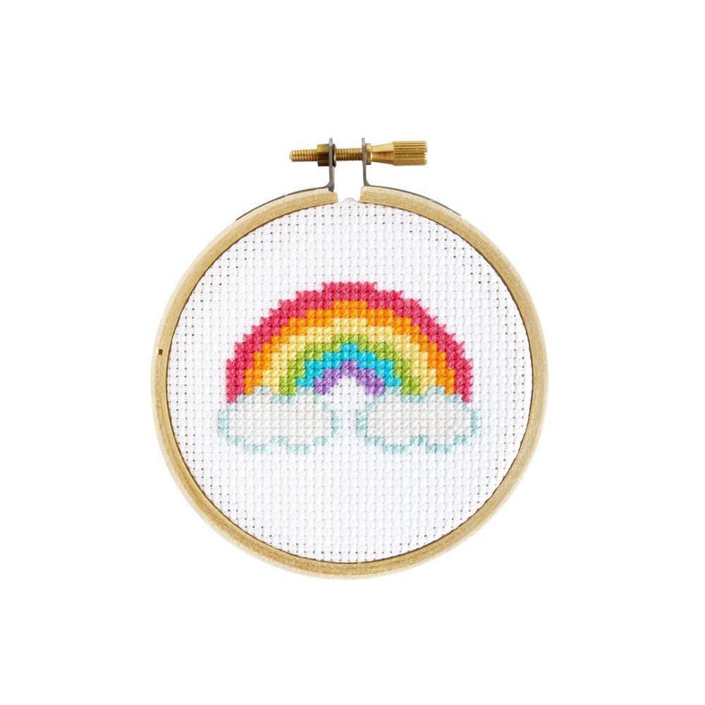 The Stranded Stitch - Mini Rainbow DIY Cross Stitch Kit - Default - gatherhereonline.sbs