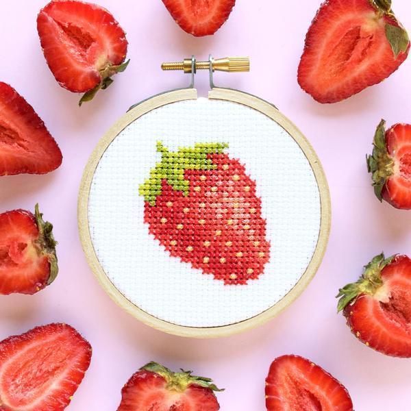 The Stranded Stitch-Mini Strawberry DIY Cross Stitch Kit, The Stranded Stitch-embroidery/xstitch kit-gather here online
