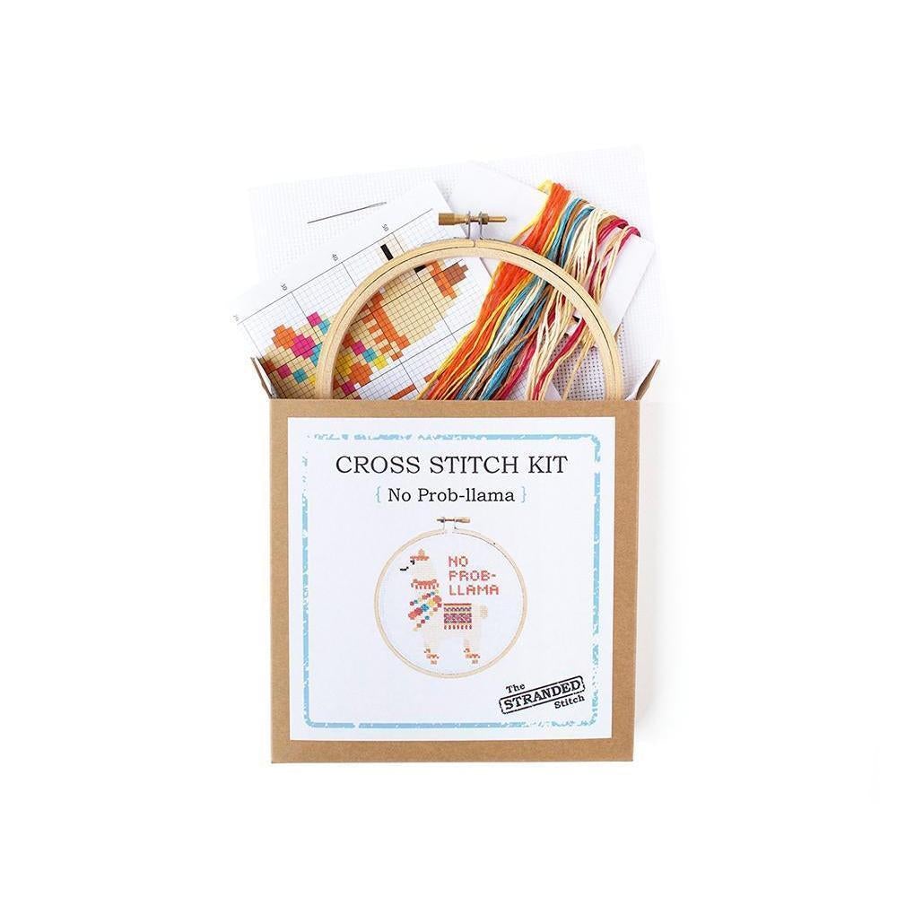 The Stranded Stitch - No Prob-Llama DIY Cross Stitch Kit - Default - gatherhereonline.sbs