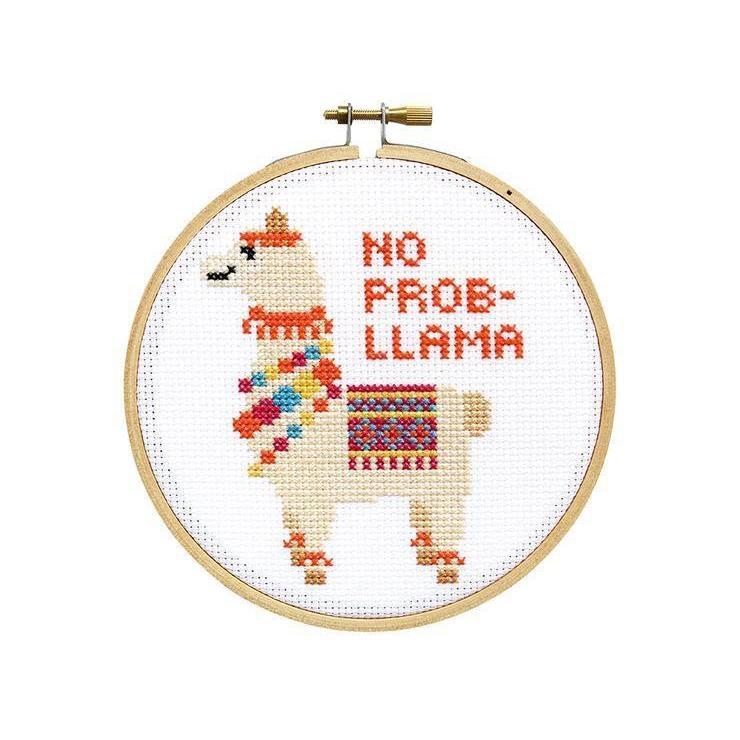 The Stranded Stitch - No Prob-Llama DIY Cross Stitch Kit - Default - gatherhereonline.sbs