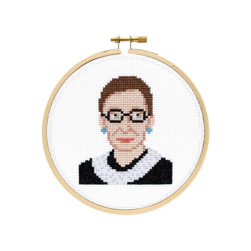 The Stranded Stitch - Ruth Bader Ginsburg DIY Cross Stitch Kit - Default - gatherhereonline.sbs