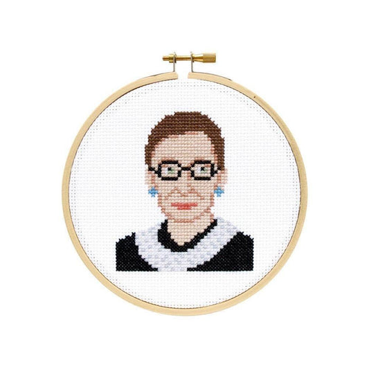 The Stranded Stitch - Ruth Bader Ginsburg DIY Cross Stitch Kit - Default - gatherhereonline.sbs