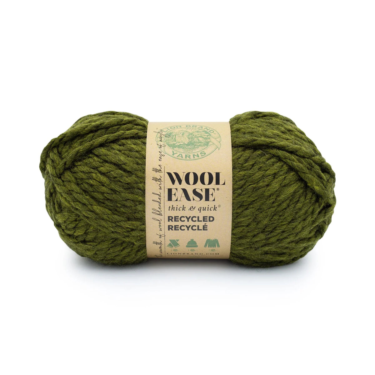 Lion Brand Yarns-Wool-Ease Thick & Quick Recycled-yarn-Olive-gather here online