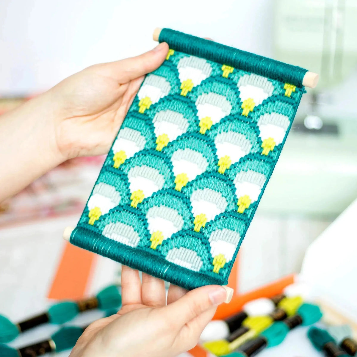 gather here classes-Embroidery - Bargello Wall Hanging-class-Making Waves-gather here online